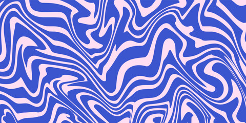 Fototapeta premium Abstract background pattern with colorful waves. Psychedelic groovy trippy y2k retro seamless pattern in blue and pink colors. Wavy and swirled brush strokes liquid background for packaging design