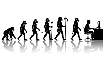 Primates evolve eventually becoming a programmer