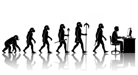 Primates evolve eventually becoming a programmer