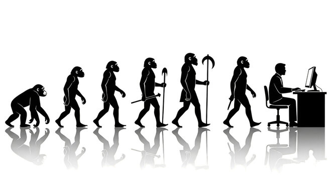 Primates evolve eventually becoming a programmer