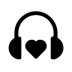 headphones with heart icon on white background  .svg