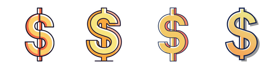 Dollar Sign Flat Style Vector Illustration