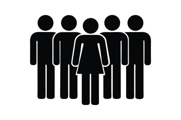 Simple Black Team Group Vector Silhouette Icon for Unity and Community Design Representation