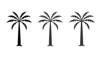 Minimalist Black Palm Tree Vector Silhouette Trio for Tropical and Scenic Design Inspiration