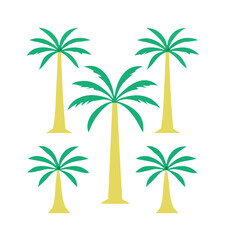 Fototapeta premium Vibrant Green and Yellow Palm Tree Vector Set for Tropical Landscape and Summer Design Projects