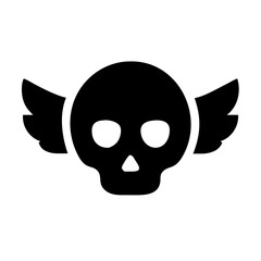 skull with wings icon on white background  .svg