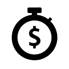 stopwatch with dollar sign icon on white backgroun.svg