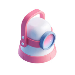Fototapeta premium Isometric space projector lamp with pink details on a transparent background. 