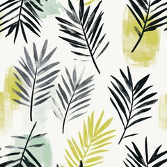 Naklejka premium illustration of abstract palm branches in a wallpaper pattern