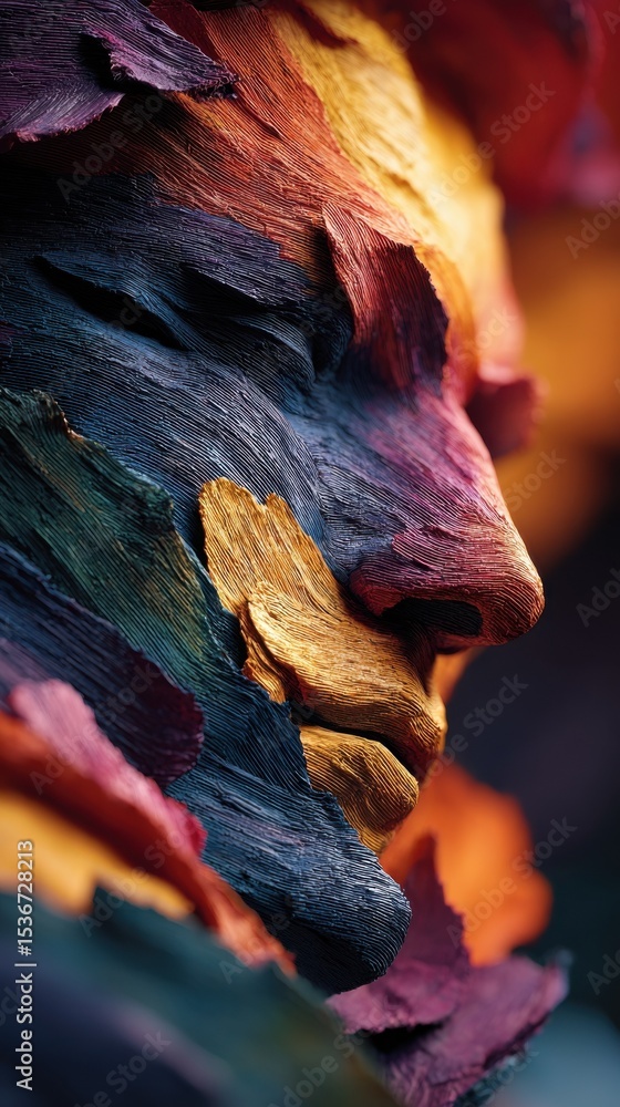 Poster Abstract Face Covered in Colorful Brushstrokes, Ideal for Artistic Expression and Creative Identity Concepts : Generative AI