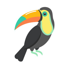 Obraz premium Colorful toucan perched on a branch in a vibrant jungle setting during the afternoon sun