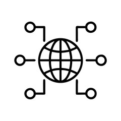 Global network connections represented through interconnected nodes around a globe design