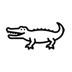 Fototapeta premium Crocodile illustration featuring a cartoon design with simple lines and a smiling expression