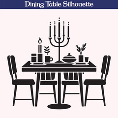 Dining table silhouette vector illustration design