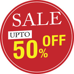 50% off sale tag. Sale of special offers. Discount with the price is 50%.