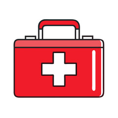 Fototapeta premium First aid kit designed with a simple red and white color scheme for emergency medical situations and safety preparedness