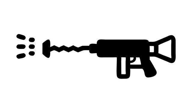 Creative illustration of a futuristic weapon emitting sound waves in a minimalist style