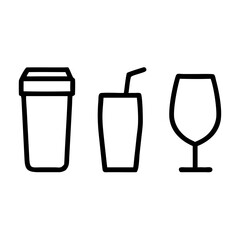 Different types of beverages illustrated with simple line art for diverse occasions and settings