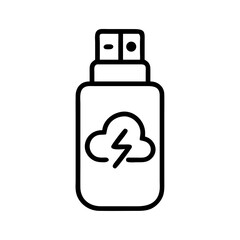 USB device illustrating cloud storage and charging capabilities for modern technology use