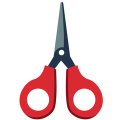 Red scissors with white handles for crafting and creative projects, perfect for precision cuts.

