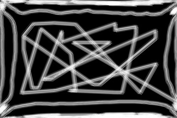 Geometry lines made with computer brush on a black background. Illustration.