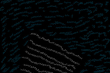 Geometric blue and gray lines made with computer brush on a black background. Illustration.