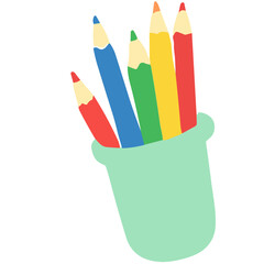 Glass container with colorful pencils for creative writing and sketching, perfect for artistic inspiration.

