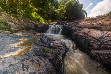 waterfall cascades over the rocks