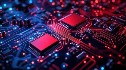 Fototapeta premium Close up of illuminated circuit board