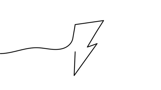 Continuous drawing of lightning with one line. Independent drawing of animated lightning lines. Conceptual video