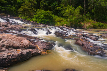 waterfall cascades over the rocks