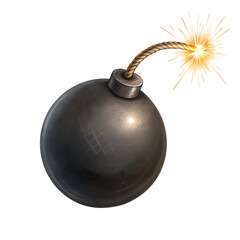 bomb with burning fuse isolated, A Sphere of Destruction Bomb ready to Explode	