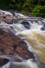 waterfall cascades over the rocks