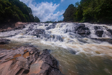 waterfall cascades over the rocks