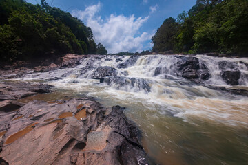 waterfall cascades over the rocks