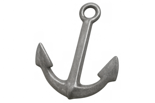 Classic metal anchor isolated on transparent background, symbolizing strength, stability, and maritime tradition