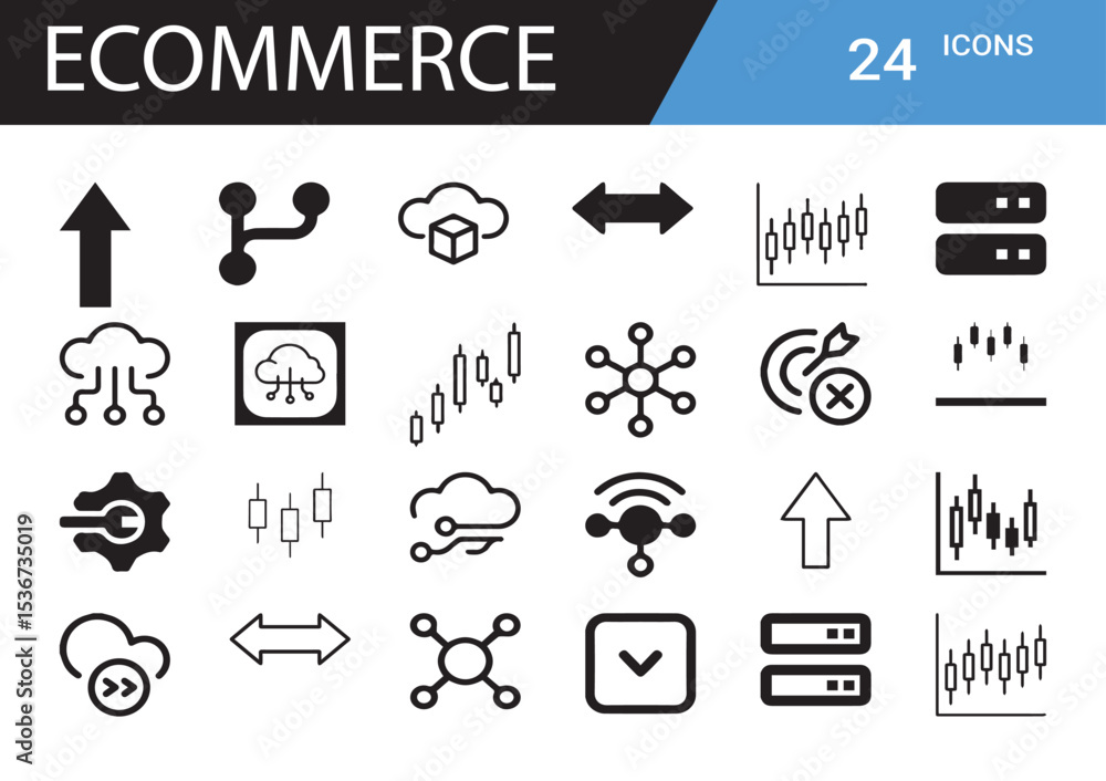 Aufkleber e-commerce icon set: a comprehensive collection of versatile vector icons, perfectly designed for va
