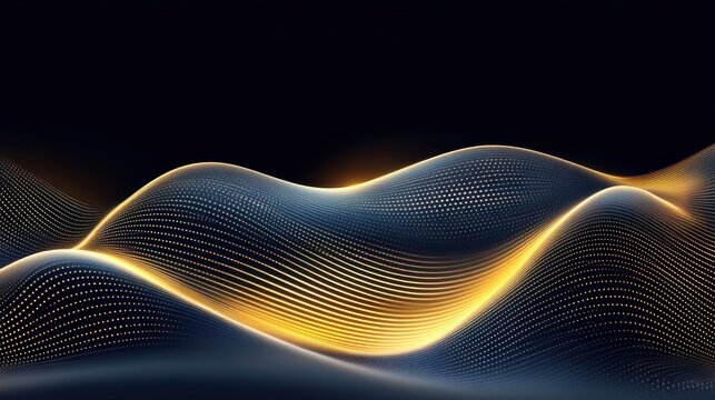 Abstract Gold And Blue Wave Pattern Design