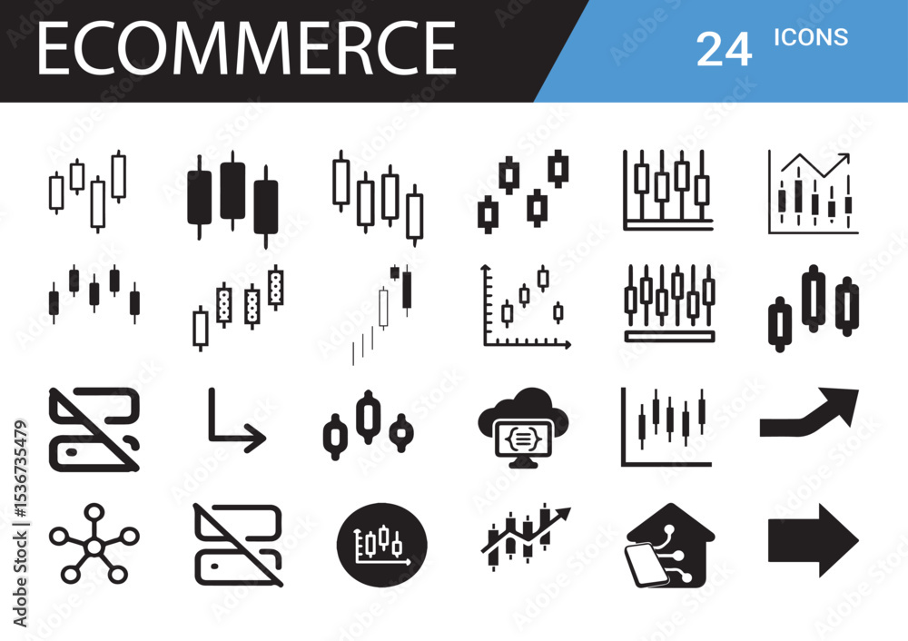 Poster e-commerce icons: a collection of neatly organized digital icons on a backdrop. the graphics capture