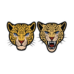 Dual Leopard Head Mascot Logo with Calm and Roaring Expressions
