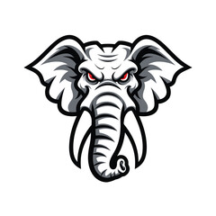Aggressive Elephant Head Mascot Logo – Powerful Animal Symbol Illustration

