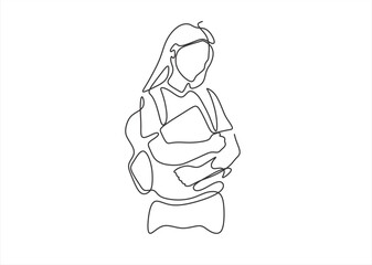 Woman Reading Book - Continuous Line