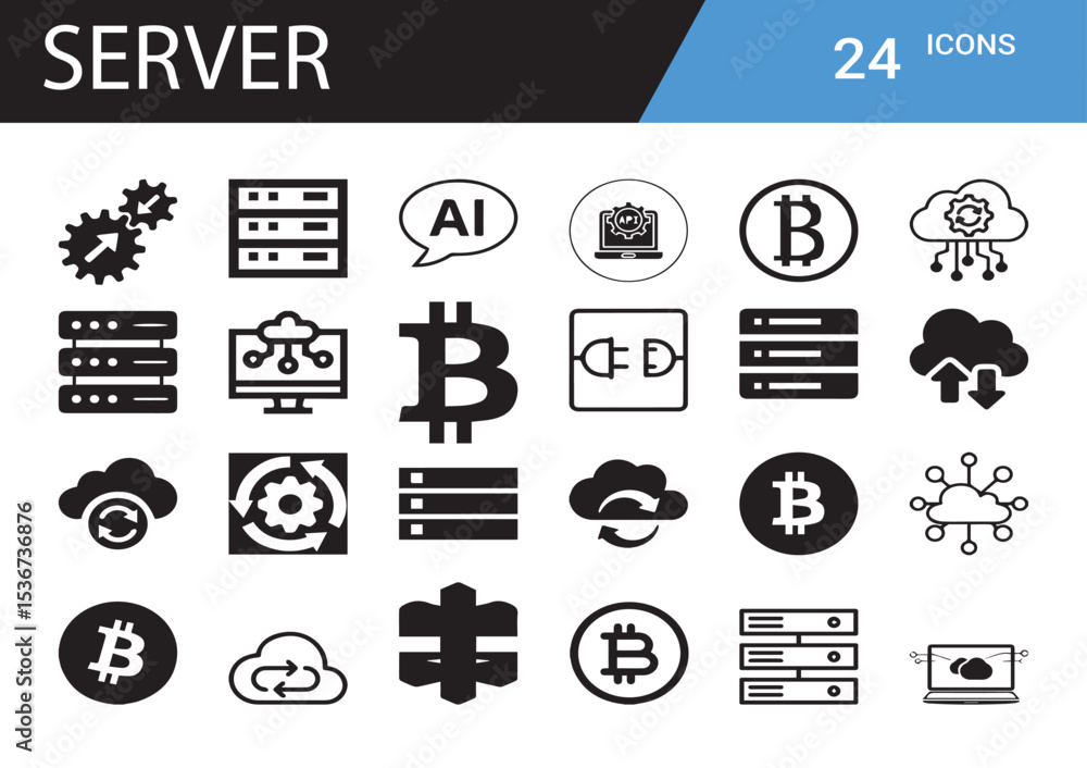 Poster server icons set: a comprehensive collection of 24 meticulously crafted server icons, encompassing v