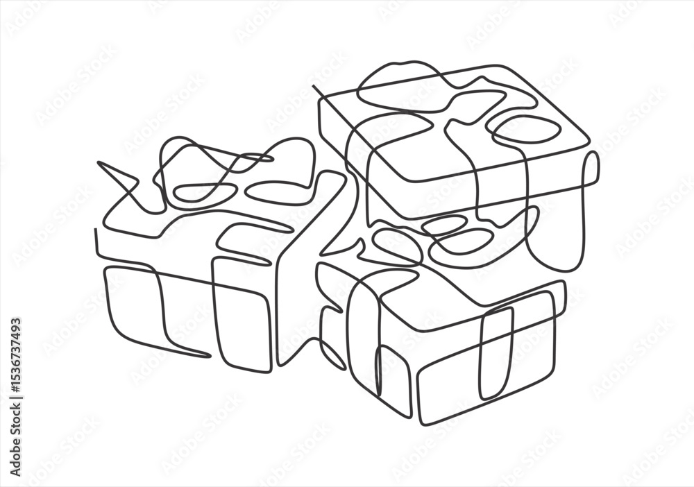 Aufkleber gift boxes in continuous line drawing style. line icon-continuous line drawing. editable stroke.