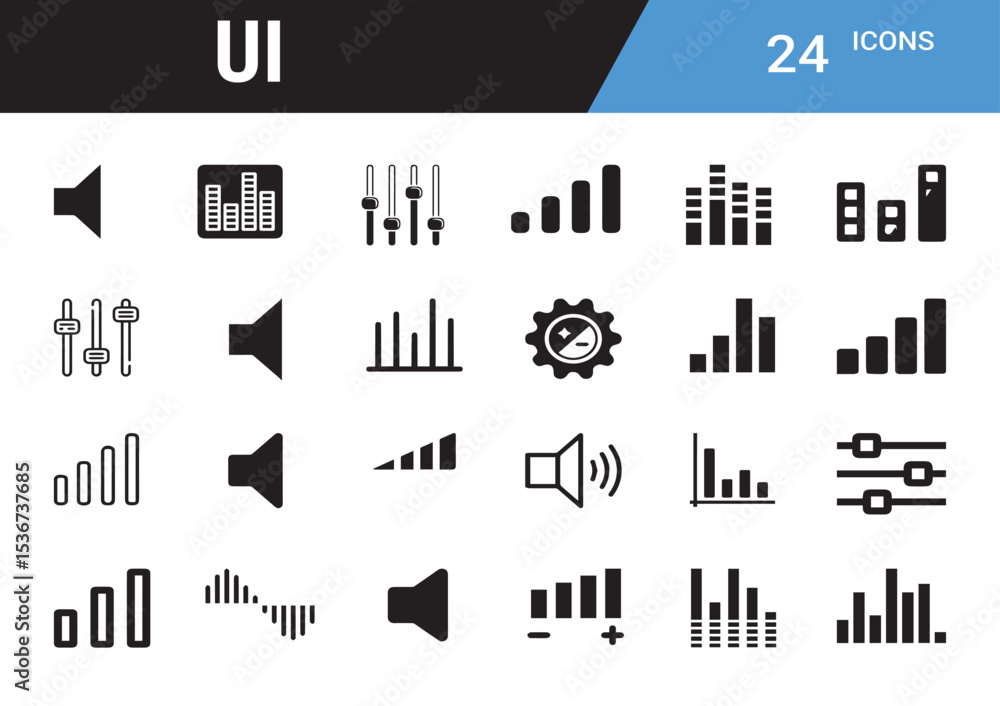 Poster ui icons set: a comprehensive collection of ui icons, perfect for digital interface design, emphasiz