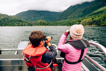 Bear watching sail trip at Pacific Rim National Park Reserve, Tofino, Vancouver Island, British Columbia, Canada