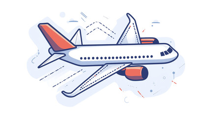 Air Travel Airplane Flight Journey Design Illustration Isolated on white and transparent Background