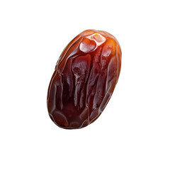 Single dark brown medjool date on black background