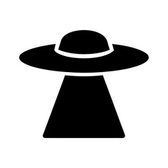 Minimalist Black and White UFO Silhouette Icon with Flying Saucer Design