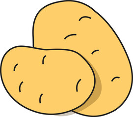 Flat Vector Illustration of Fresh Potatoes with Simple Cartoon Style for Food Packaging, Recipe Design, and Healthy Eating Concepts